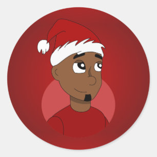 Kerstman cartoon ronde sticker