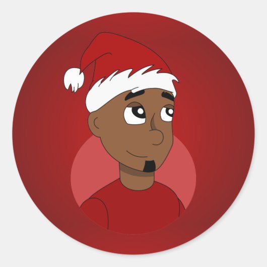 Kerstman cartoon ronde sticker (Voorkant)