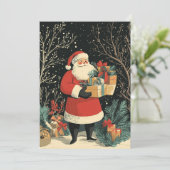 Kerstman Classic Cadeaus Xmas Feestdagenkaart (Staand voorkant)