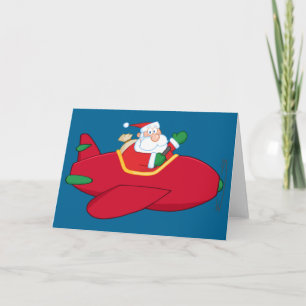Kerstman-Claus-vliegen-a-vlak-en-golft Feestdagen Kaart