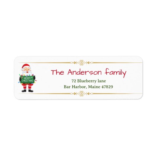 Kerstman Clausule met Kerstmis teken Adres Etiket (Voorkant)