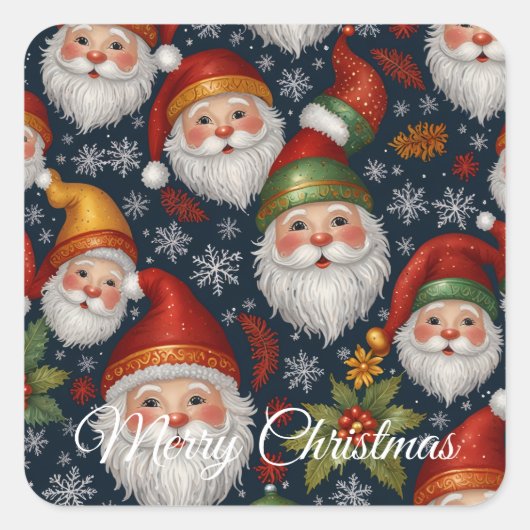  Kerstman Collectie Vierkante Sticker (Voorkant)