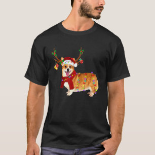 Kerstman Corgi Rendier Licht Kerstmis T-shirt