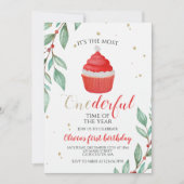 Kerstman Cupcake Onederful Eerste Verjaardag Ik Kaart (Voorkant)