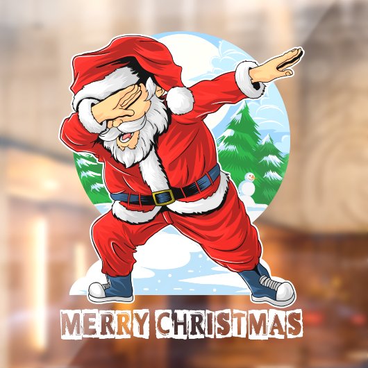 Kerstman Dabbing Dans Prettig Kerstfeest Bedrijf Raamsticker (Vel 2)