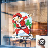 Kerstman Dabbing Dans Prettig Kerstfeest Bedrijf Raamsticker (Cafe Raam)