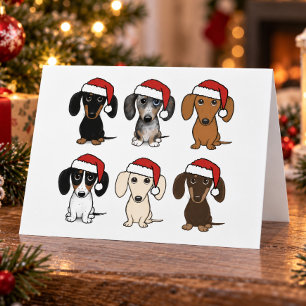 Kerstman Dachshonden Cute Wiener Dogs Kerstmis Feestdagen Kaart
