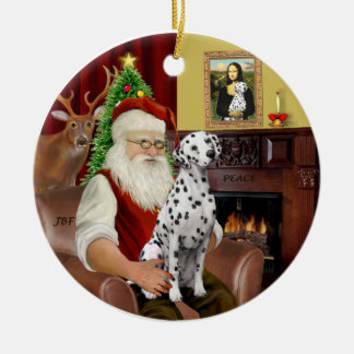Kerstman-Dalmatiër Keramisch Ornament