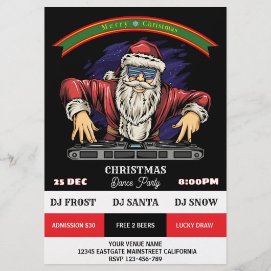Kerstman Dance Party Flyer (Voorkant)