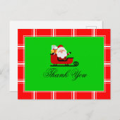 Kerstman Dank Je Groen & Rood Briefkaart (Voorkant / Achterkant)