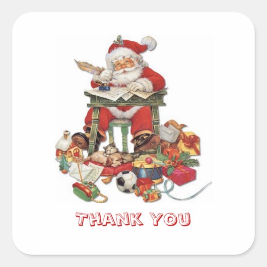  kerstman Dank je wel Sticker (Voorkant)