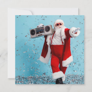 Kerstman dansend Plat Kerstkaart