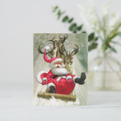 Kerstman & de Ar die van het Rendier Moderne Feestdagenkaart (Staand voorkant)
