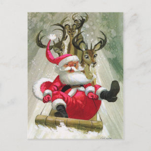 Kerstman & de Ar die van het Rendier Moderne Feestdagenkaart