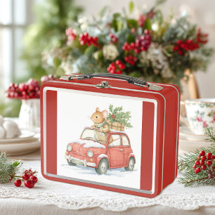 Kerstman de muis draagt presenMetal Lunchbox