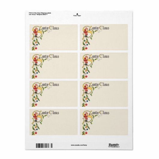 kerstman, decoratieve kerstgrens etiket (Full Sheet)