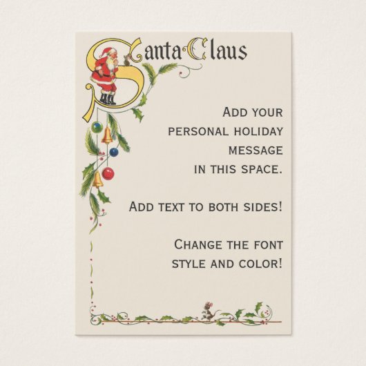 kerstman, decoratieve kerstgrens visitekaartje (Voorkant)