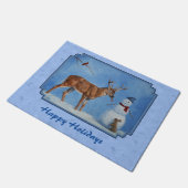 Kerstman Deer Cute Bunny Blue Deurmat (Schuin)