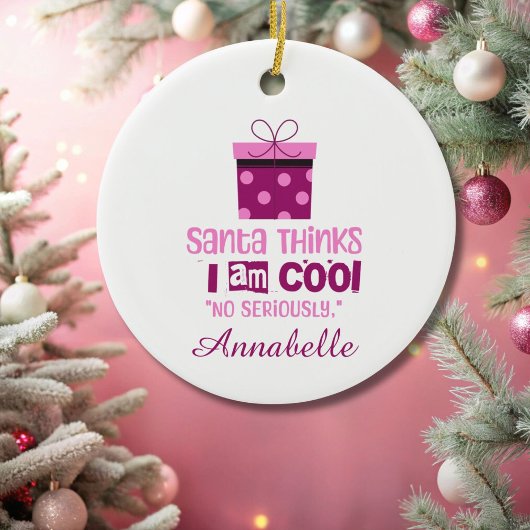 Kerstman denkt ... Roze belettering Ornament