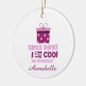 Kerstman denkt ... Roze belettering Ornament (Links)
