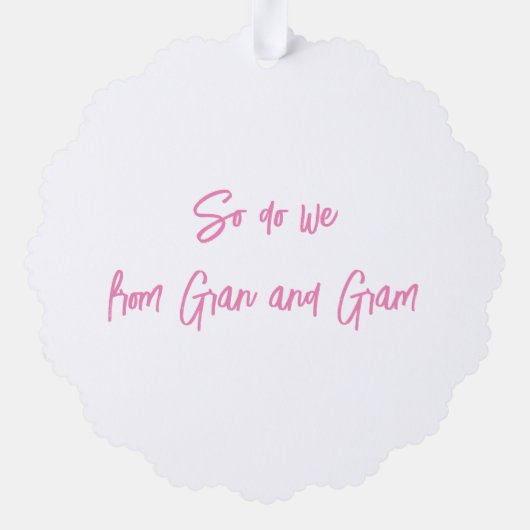 Kerstman denkt ... Roze belettering Ornament Kaart (Achterkant)