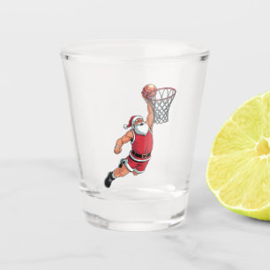 Kerstman die basketbal speelt, kerstsportliefhebbe shot glas