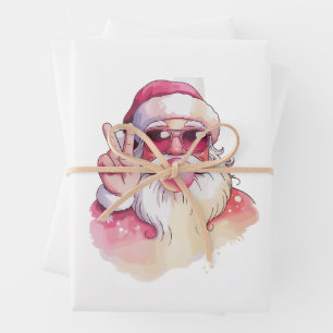 Kerstman die Bubble Gum Pinke Zonnebril Blaast Inpakpapier Vel