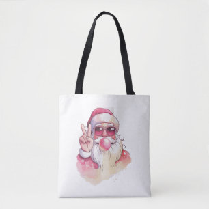 Kerstman die Bubble Gum Roze Zonnebril blaast Draagtas
