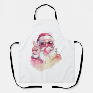 Kerstman die Bubble Gum Roze Zonnebril blaast Schort