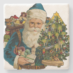 kerstman die cadeaus levert stenen onderzetter