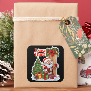 Kerstman die deurkrans cadeaus vierkante sticker
