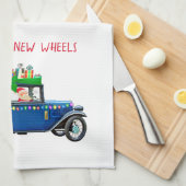 Kerstman die een auto bestuurt theedoek (Quarter Fold)