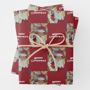 Kerstman die het twee keer controleert vrolijk ker inpakpapier vel