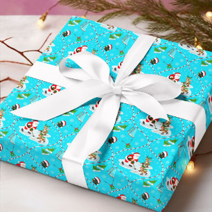 Kerstman die ijshockey speelt Kerstpatroon Cadeaupapier