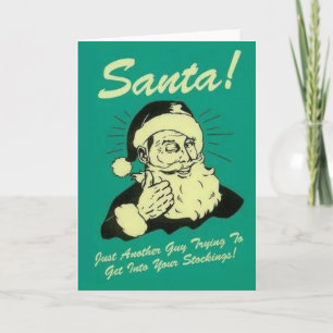 Kerstman die in uw Grappig Wenskaart van de Kous Feestdagen Kaart