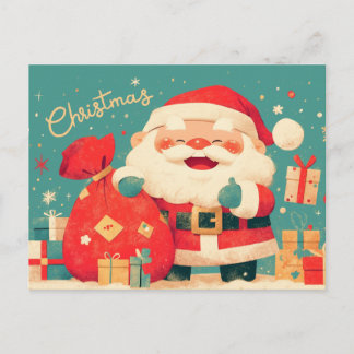 Kerstman die kerstcadeaus voorbereidt feestdagenkaart