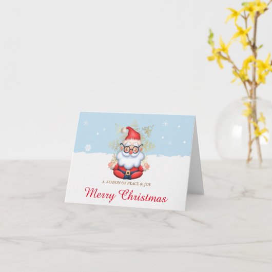 Kerstman die met Kerstmediteert Kaart (Gele Bloem)