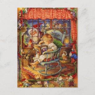  kerstman die naar binnen kijkt feestdagenkaart