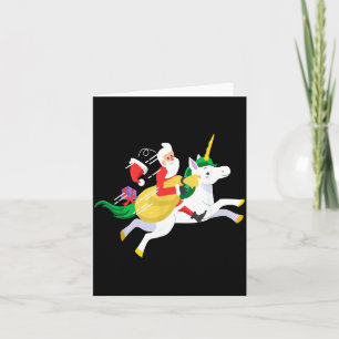 Kerstman die op een eenhoorn rijdt Grappig kerstca Kaart