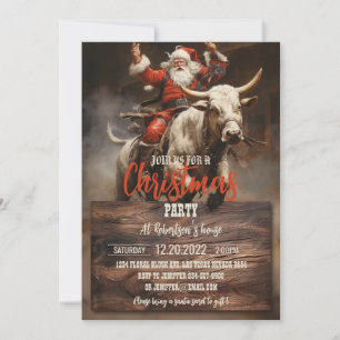 Kerstman die op een stier rijdt kaart