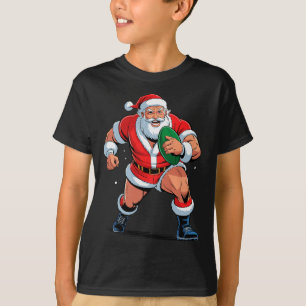 Kerstman die rugby speelt, grappige feestdagen Ker T-shirt