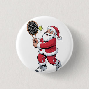 Kerstman die tennis speelt Xmas Tennis Sport Kerst Ronde Button 3,2 Cm