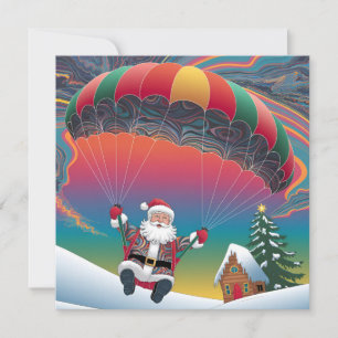 Kerstman die uit de lucht springt vrolijk kerstfee feestdagenkaart