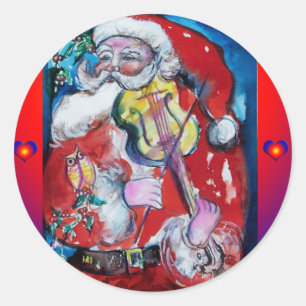 KERSTMAN die VIOOL/Muzikale Kerstmis SPELEN Ronde Sticker
