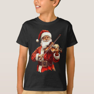 Kerstman die viool speelt, grappige vioolspeler, v t-shirt