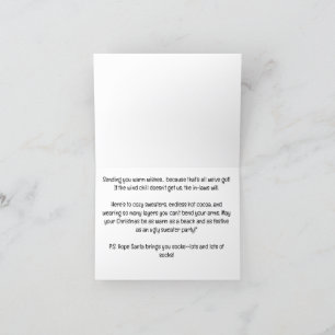 Kerstman die vishengel vasthoudt door kerststal feestdagen kaart