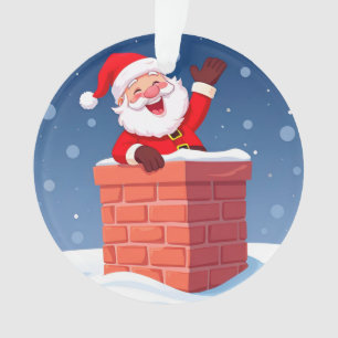 Kerstman die vrolijk zwaait in schoorsteen ornament
