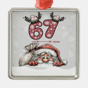 Kerstman die zich verbergt voor zes zeven Kerstorn Metalen Ornament