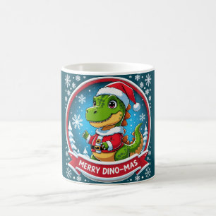 Kerstman Dinosaur Kerst Grappig “Prettig Dino-fees Koffiemok