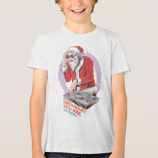Kerstman DJ | FEESTDAGEN Tri-Blend Shirt (Voorkant)